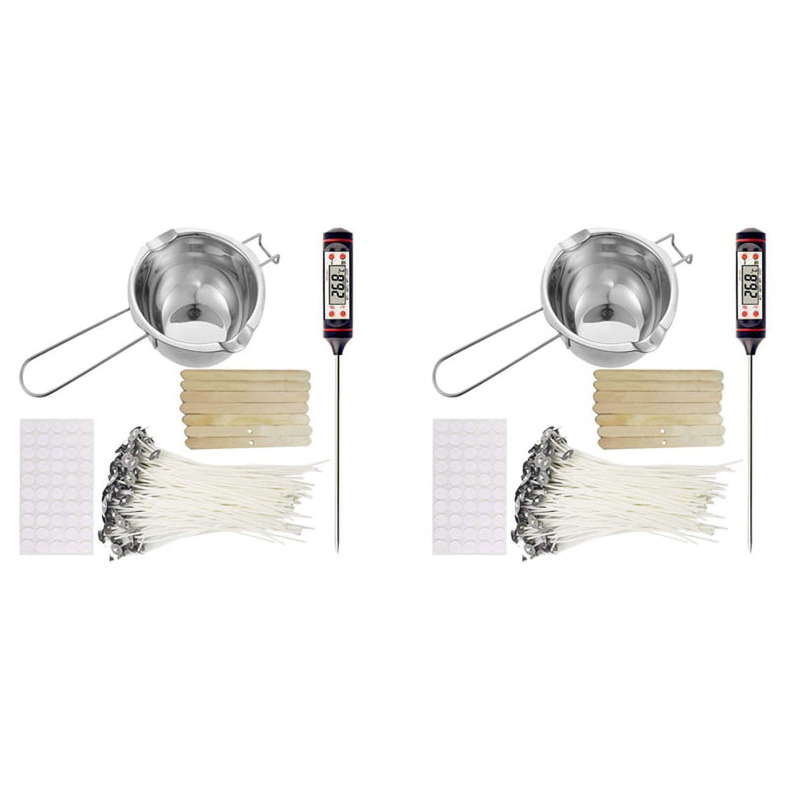 Candle Making Kit,Candle Melting Pot,Candle Wicks,Wick , Candle Wicks Holder,Thermometer and Stirring Sticks, Silver