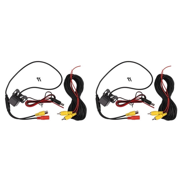 2X Car Rear View Camera Universal Backup Parking Camera 8 LED Night Visible Waterproof 170 Wide Angle HD Color Image,2 x Camera 2 x Video Cable 2 Cable 2 x User Manual,black