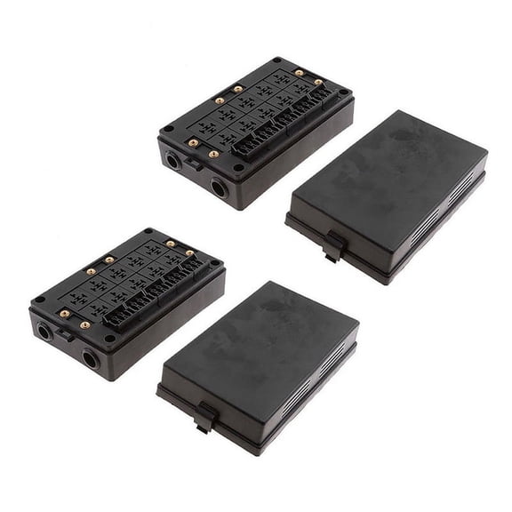 2X Car Relay Socket Black Box 18 Way Blade Fuse Holder for Automotive Marine,2 * Fuse Relay Holder With Case,black
