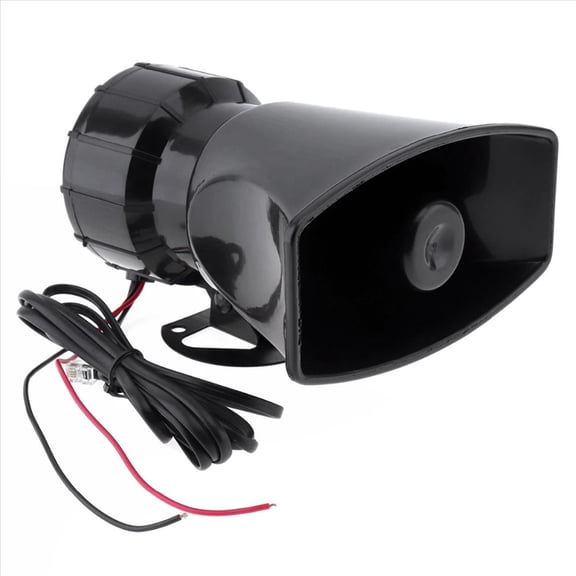 2X Car Warning Alarm Truck 7-Sound Loud Alarm Loudspeaker 12V Siren Air Horn Police Firemen Car Horn 110DB,2 x Speaker 2 x PA Mic 2 x Pack of installation kit,Black