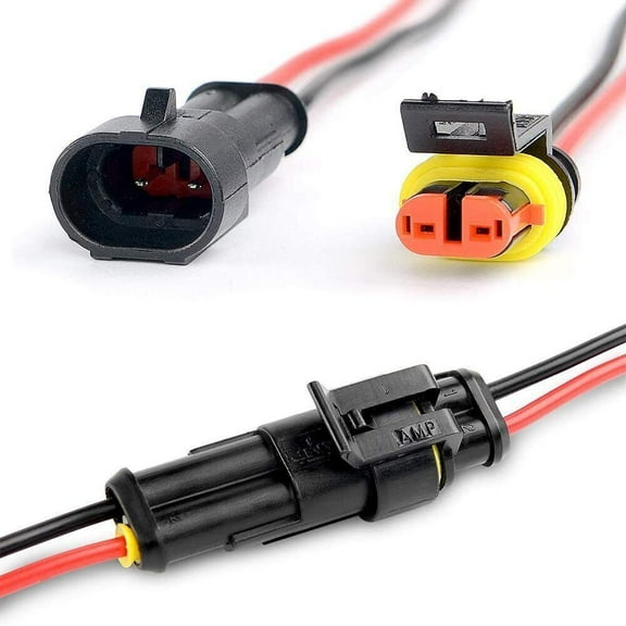 2X Car Waterproof Electrical Wire Cable Connector Male Female 2Pin Way Plug Kit