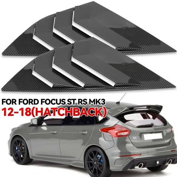 2X Carbon Fiber Window Rear Side Louvers Vent for Ford Focus ST RS MK3 12- 2018