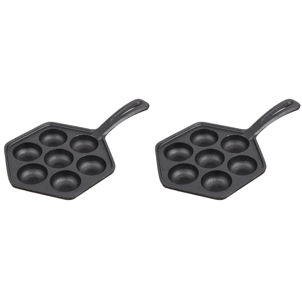 2X Cast Iron Stuffed Nonstick StuffedPancake Pan,Munk/Aebleskiver,House