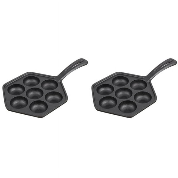 2X Cast Iron Stuffed Nonstick StuffedPancake Pan,Munk/Aebleskiver,House Cast Iron Griddle for Various Spherical Food