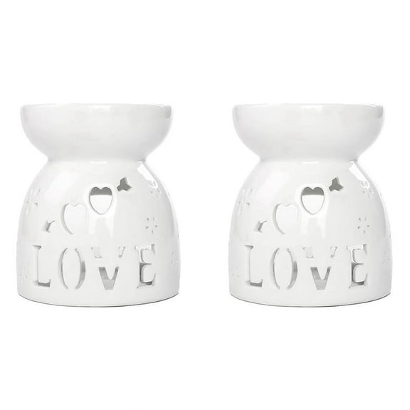 2X Ceramic Diffuser Candle Burner Ceramic Burning Essential Oils Diffusers Aromatic Lamp -Love