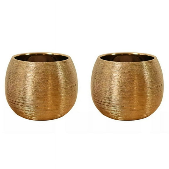 2X Ceramic Plant Pot Planter Gold-Plated Flower Flowerpot Vase