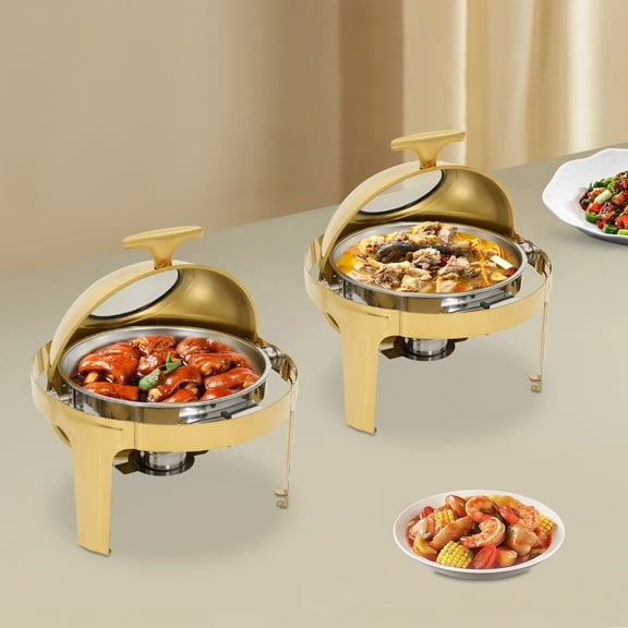 2X Chafing Dish Buffet Set Stainless Steel Buffet Warmer Chafers & Warmers Sets for Buffets, Hotel Breakfast and Brunch Areas, Weddings.