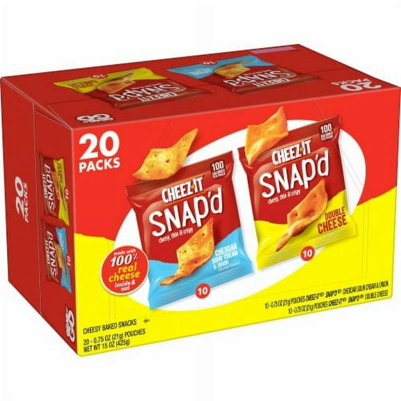 2X - Cheez-It Snap'd Variety Pack Cheese Cracker Chips