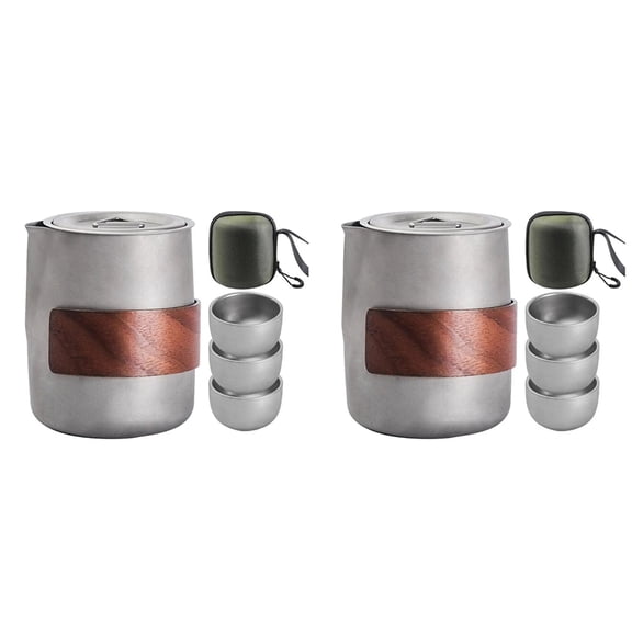 2X Chinese Tea Set Travel Teapot with 3 Cups Tea Cups and Tea Storage Portable Tea Set with Case Teapot Double-Layer