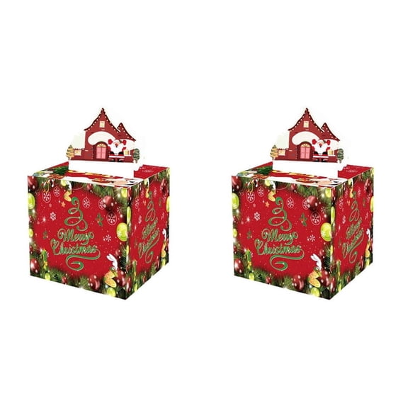 2X Christmas Box Fun Cash Gift Christmas Money Box with 60 Transparent Bags, Perfect Surprise for Kids & Adults,2 x paper jam 2 x box 60 x bag 2 x ,Red
