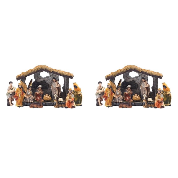 2X Christmas Nativity Manger Group Scene Decoration Gift Box Resin Crafts,2 set * Christmas Nativity Ornaments