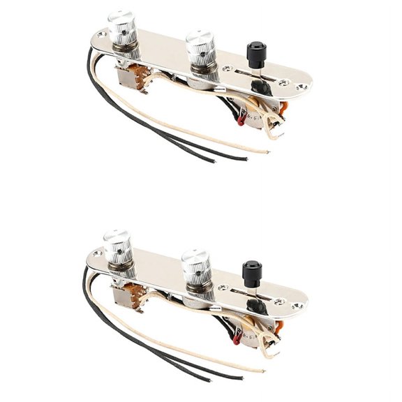2X Chrome 3 Way Wired Loaded Prewired Control Plate Harness Switch Knobs for Guitar Parts