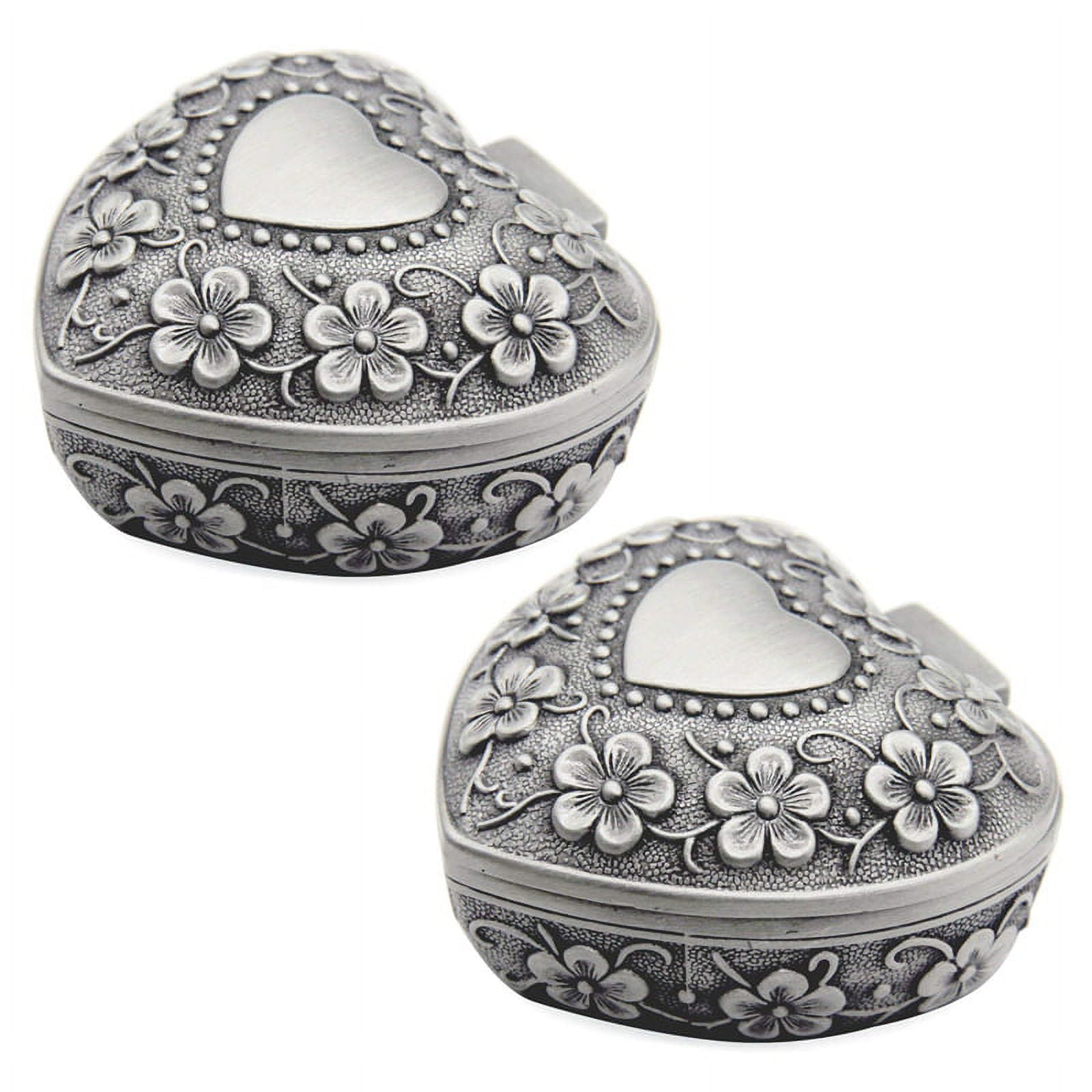 2X Classic Vintage Antique Heart Shape Jewelry Box Ring Small Trinket ...