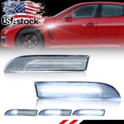 2X Clear Lens Front Corner Side Marker Light Turn Signal Light Fender Light Reflector Light W/ White LED For 2009 2010 2011 2012 2013 2014 2015 2016 Porsche Panamera 970 Chassis G1Before facelift