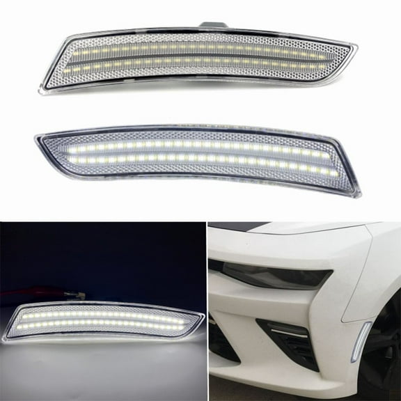 2X Clear Lens White LED Front Side Marker Lights For CaDillac C TS for ATS 2015-2020 likeweier