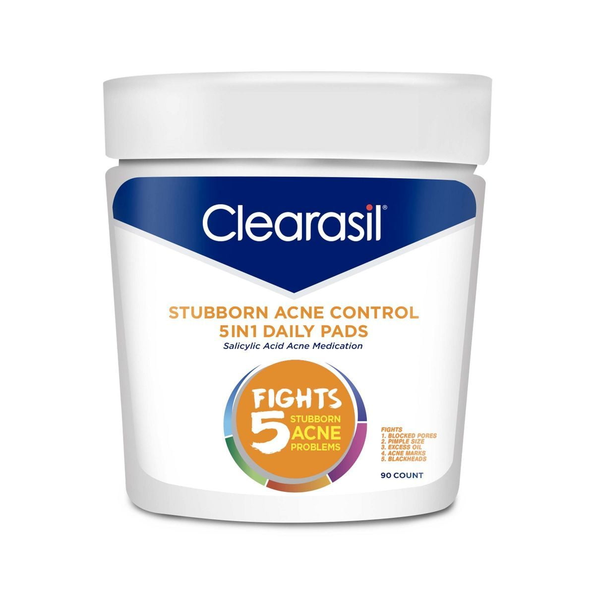 2X - Clearasil Stubborn Acne Control 5in1 Daily Pads - 90ct