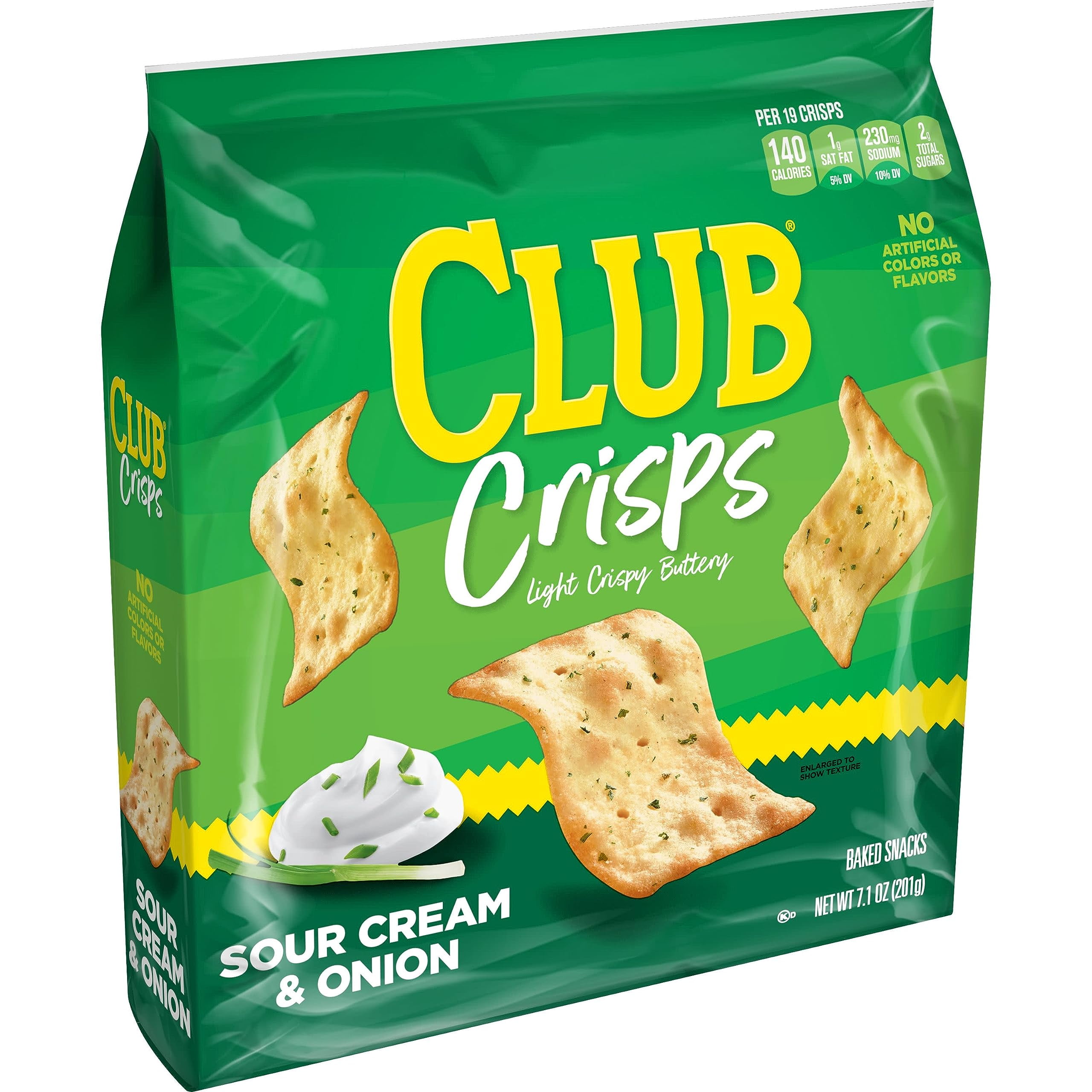 2X - Club Cracker Crisps, Baked Snack Crackers, Party Snacks, Sour Cream And Onion, 7.1Oz Bag (1 Bag)