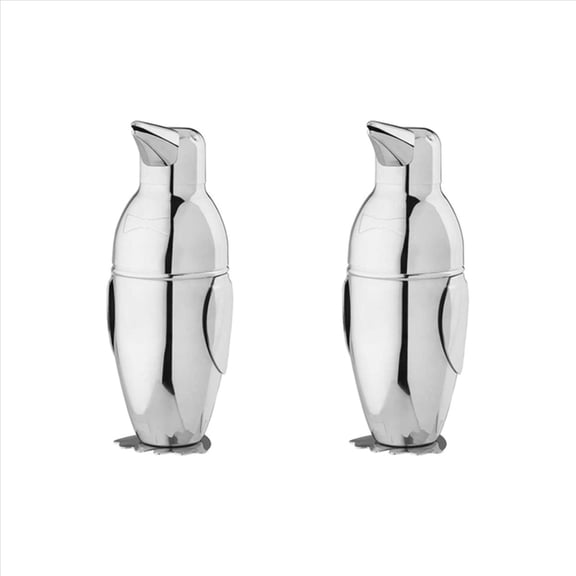 2X Cocktail Shaker, Penguin Steel Bar Bartender Drink Mixer Shaker Pot, Wine Bottle, Making Accessories