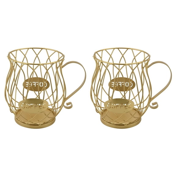2X Coffee Capsule Pod Storage Basket,Countertop Kitchen Storage Holder for ,,-Gusto,2 x Storage Basket,Golden