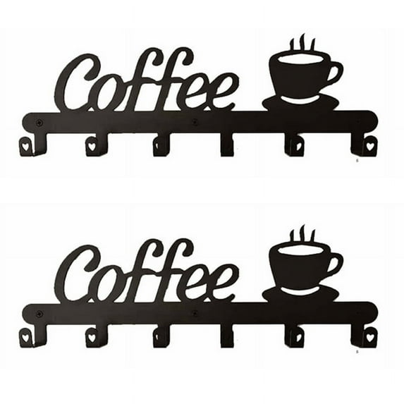 2X Coffee Mug Holder Wall Mounted,Coffee Bar Decor Sign,Coffee Cup Rack Holds,Coffee Sign Hanger,Coffee