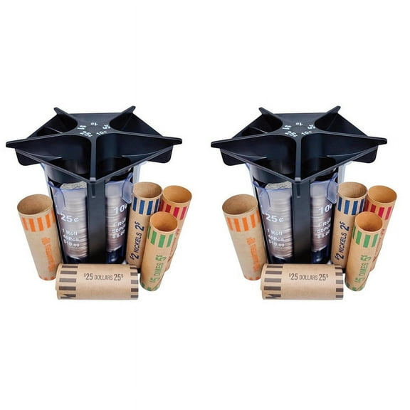 2X Coin Sorter Tube Counter with Wrappers,5-in-1 Change Machine