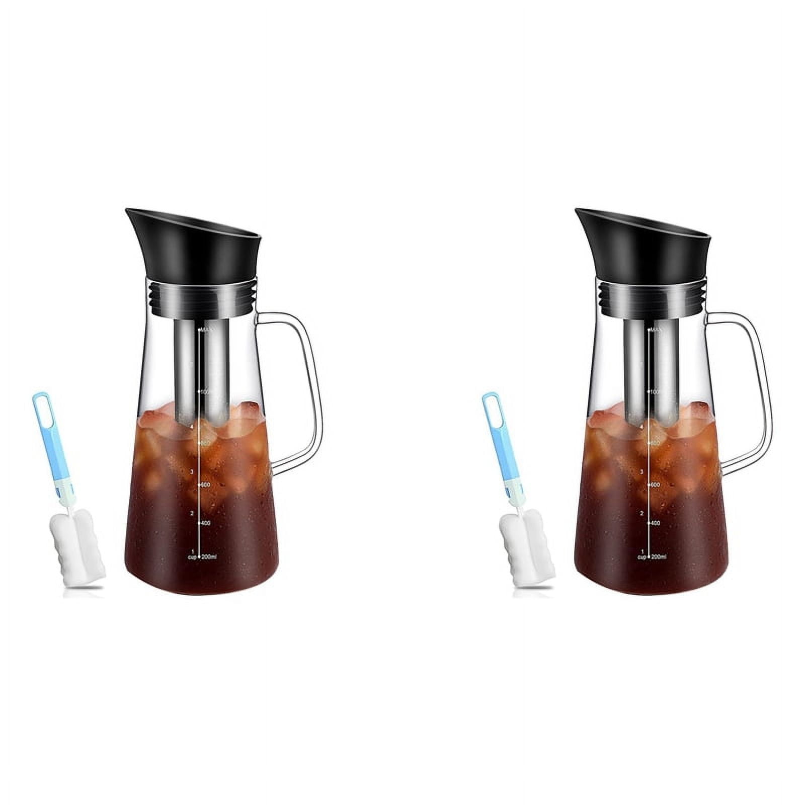 2X Cold Brew Coffee Maker, Iced Coffee Maker Machine, Cold Brew Tea Pitcher Glass and Airtight Lid Coffee Pot 1.2L