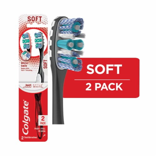 2X - Colgate 360 Optic White Advanced Whitening Toothbrushes 2 count