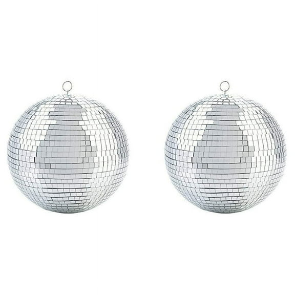 2X Colorful Stage Lighting Effect 8 Inch 20cm Disco Mirror Glitter Ball Silver Christmas Decor
