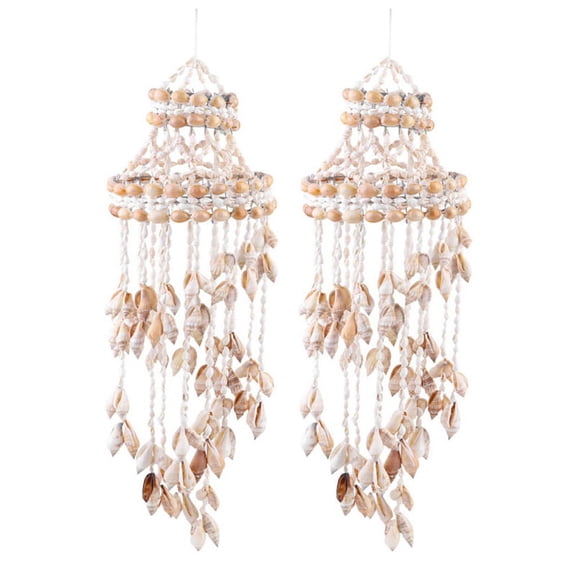 2X Conch Sea Shell Wind Chime Hanging Ornament Wall Decoration Hanging Pendant Stylish Hanging Ornament Hanging,2 x Pendant,As shown