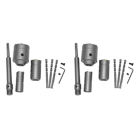 2X Concrete Hole Saw Kits SDS Plus Wall Hole Cutter Cement Drill Bit Sets(30, 40, 60mm), with 220mm Connecting Rod