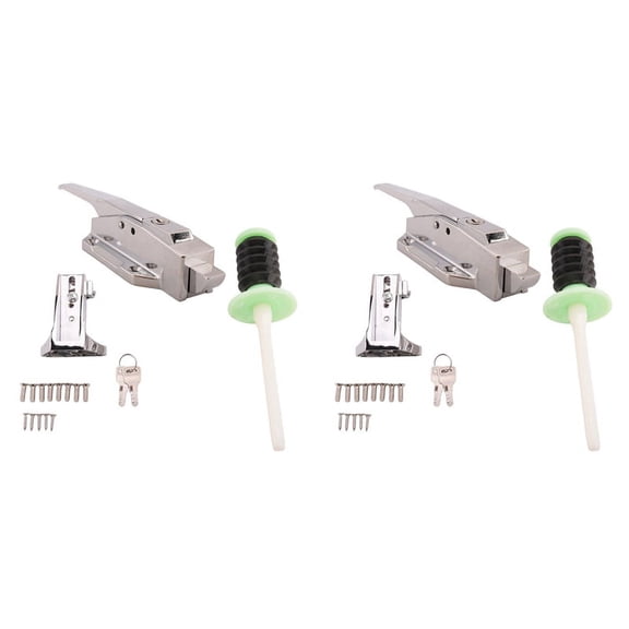 2X Cooler Door Latch Kit, Freezer Door Latch Handle Set, with Adjustable Offset Strike and Inside Release & Keys