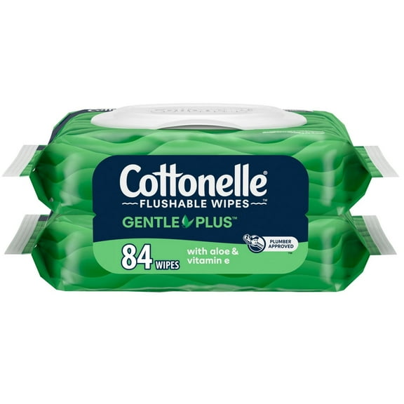 2X - Cottonelle GentlePlus Flushable Wet Wipes with Aloe & Vitamin E 2 ct