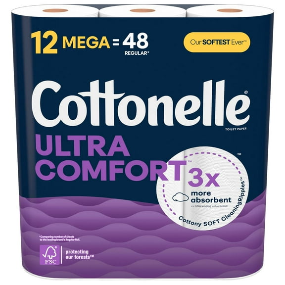 2X - Cottonelle Ultra Comfort Soft Toilet Paper 12 Mega Rolls