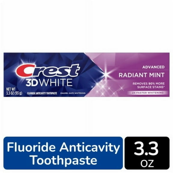 2X - Crest 3D White Advanced Teeth Whitening Toothpaste, Radiant Mint