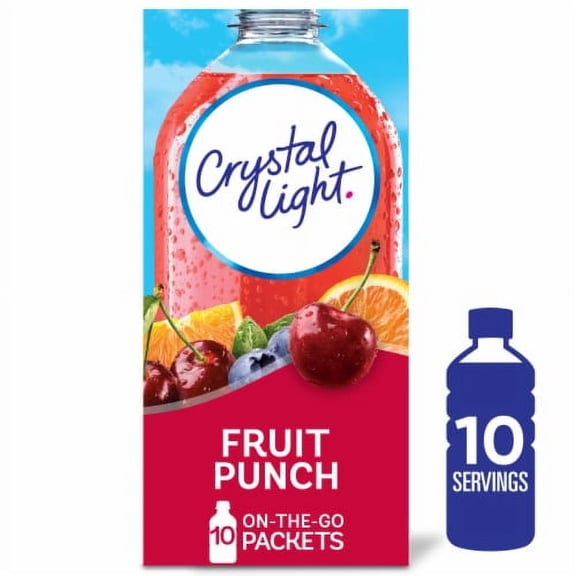2X-Crystal Light Fruit Punch Artificially Flavored Powdered Drink Mix - 10 ct