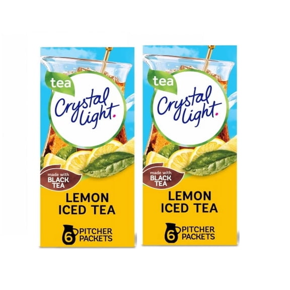 2X - Crystal Light Zero Sugar Lemon Iced Tea Drink Mix Packets 6 Counts