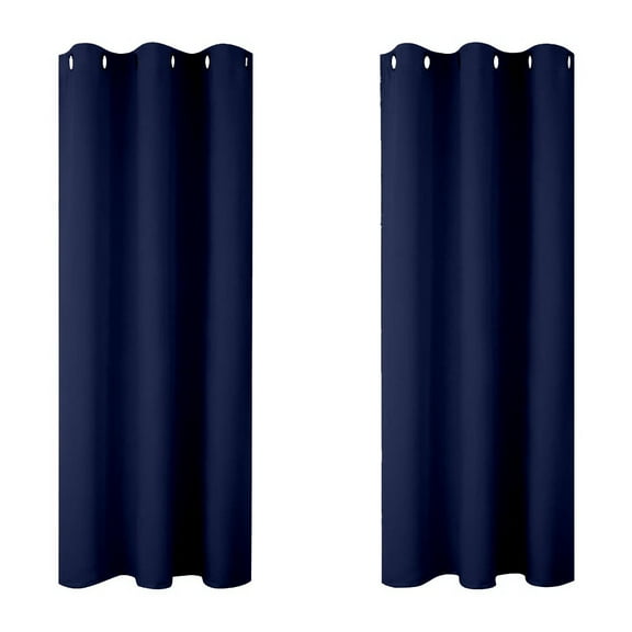 2X Curtains Darkening Thermal Insulated Curtain Panels for Living Room Blue Color Shower Curtain Set Bath Partition Curtain No Drilling Curtain