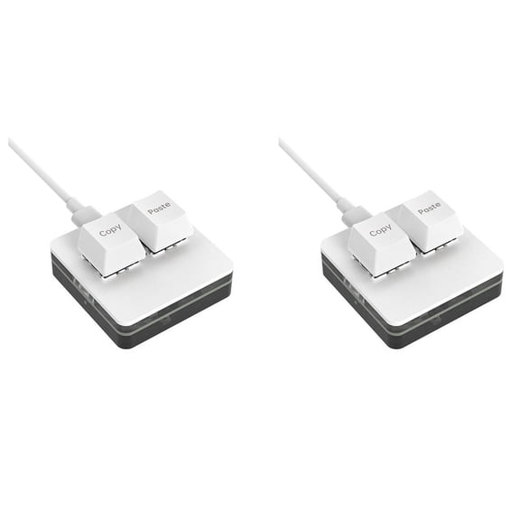 2X Custom Mini Keyboard 2 Key RGB Macro OSU Keypad Programmable Mechanical Keyboard for Gaming Working, White Type B
