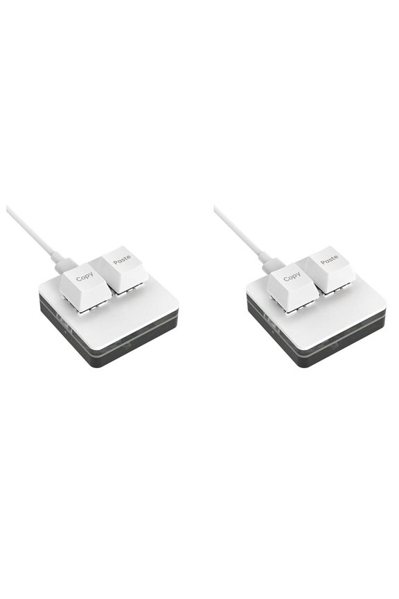 2X Custom Mini Keyboard 2 Key RGB Macro OSU Keypad Programmable Mechanical Keyboard for Gaming Working, White Type B