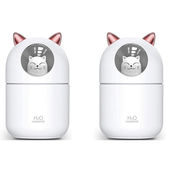 2X Cute Mist Humidifier Night Light Pure for Baby Room,Easy Clean Quiet Operation White