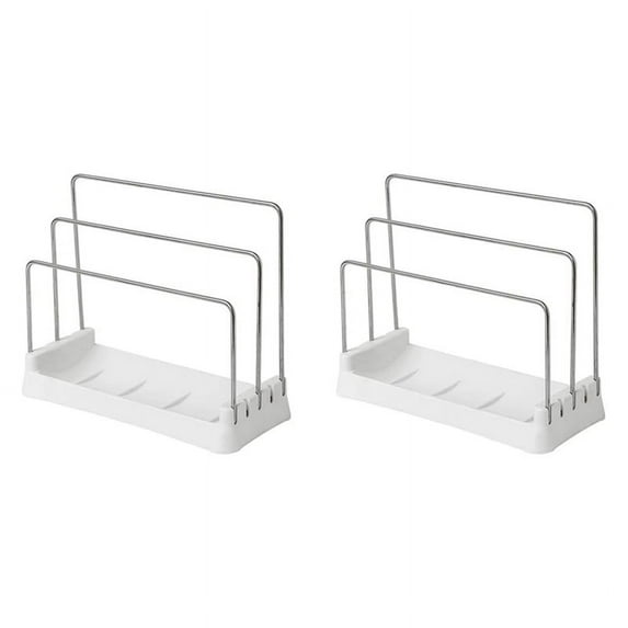2X Cutting Boards Holder, Organizer Pantry Rack Bakeware Holder Chopping Board Kitchen Countertop Storage White
