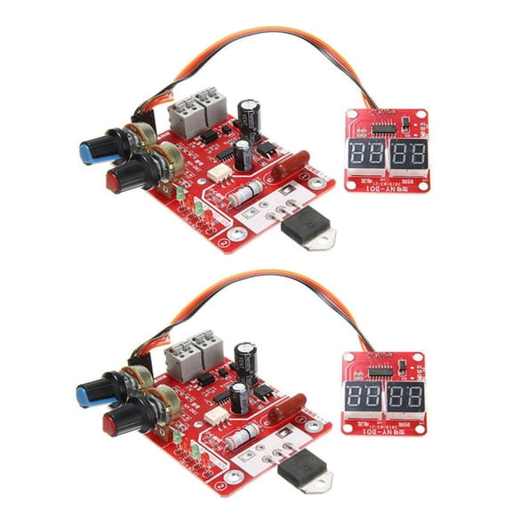 2X -D01 Spot Welder Control Board 40A 100A Welding Machine Time&Current Control Display Spot Welder(40A),2 x Main Board 2 x Display Board 2 x Cable,Red