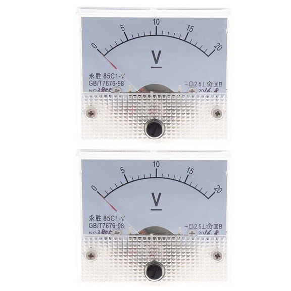 2X DC 0-20V 85C1-V Class 2.5 Voltmeter Analog Volt Panel Meter,2 x DC Voltmeter; 4 x Screw Nuts; 8 x Washer,white