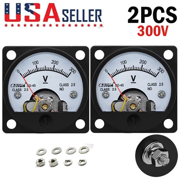2X DC 0-300V Analog Voltmeter Analogue Voltage Panel Meter SO45 Directly Connect