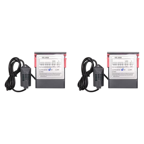 2X DC 12V Dual Digital Thermostat Temperature Humidity Control Thermometer Hygrometer Incubator Controller -3028