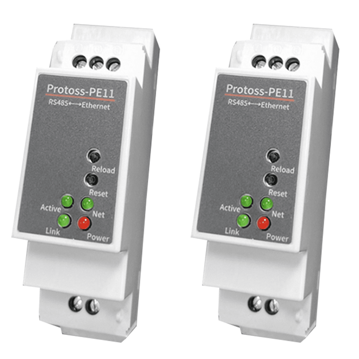 2X DIN-Rail Serial Port RS485 to Ethernet Converter Server Protoss MQTT PE11-H Support Modbus RTU,2 x DIN-Rail Serial Server,White
