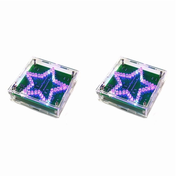 2X DIY Electronic Kit Soldering Suite Colorful Five-Pointed Star LED Flashing Marquee Light Circuit Board Kit,with Shell
