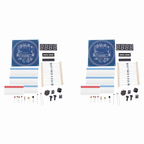 2X DIY Rotating Electronic Clock Kit Electronic Circuit Basic Experimental Kit LED Display Alarm Clock DIY Parts
