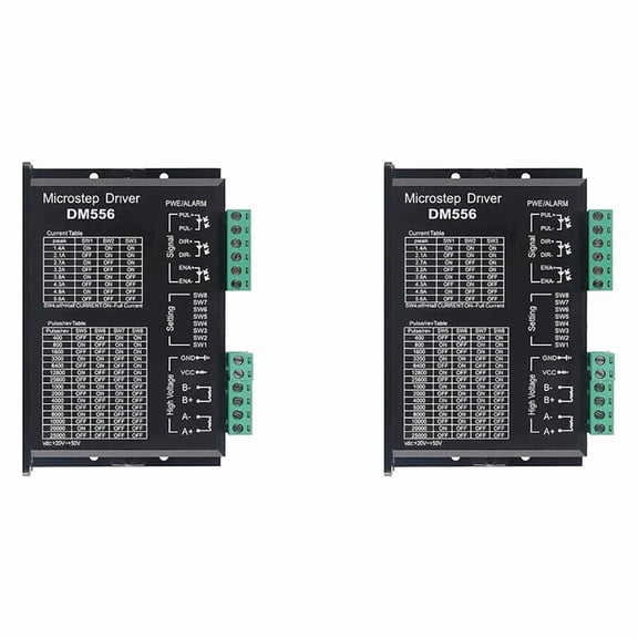 2X DM556 CNC Digital Stepper Motor Driver 2-Phase 20-50V DC Max 5.6A 128 Subdivision for