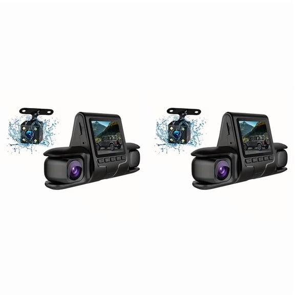 2X DVR Camera 3 Camera Lens Car DVR Dual Lens Camera 1080P HD Dash Camera Video Recorder 24H Parking Monitoring Dashcam